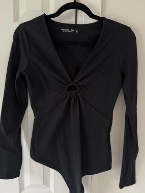 Abercrombie Black Long Sleeve Bodysuit